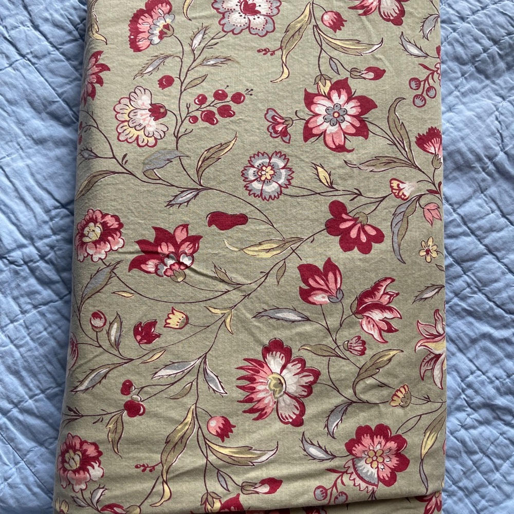 Pottery Barn Twin Duvet Pink Cream Sage Red Floral Stripe PB linens blanket